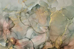 Fototapeta: Marmurkowe tło w stylu akwareli ze złotymi zdobieniami