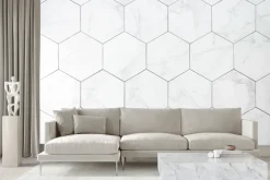 Fototapeta: Marmurowa ściana z sześciokątnymi płytkami