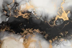 Fototapeta: Marmurowa czarno złota sztuka abstrakcyjna
