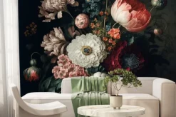 Fototapeta: Martwa natura z bukietem kwiatów w stylu vintage