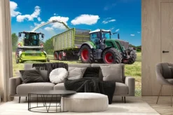 Fototapeta: Maszyny rolnicze podczas sianokosów na polu