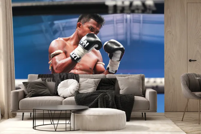 Fototapeta: Mężczyzna podczas wali w boksie