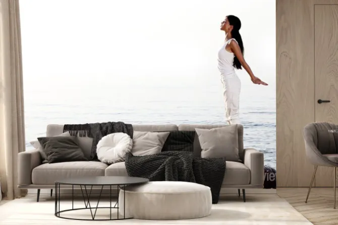 Fototapeta: Medytacja na piasku plaży