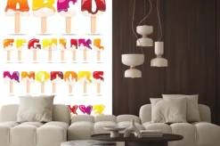 Fototapeta: Melting ice cream alfabet płaskim banner