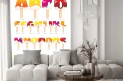 Fototapeta: Melting ice cream alfabet płaskim banner