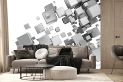 Fototapeta: Metalowe kostek abstrakcyjne sieci ilustracji. renderowanie 3d