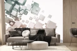 Fototapeta: Metalowe kostek abstrakcyjne sieci ilustracji. renderowania 3d