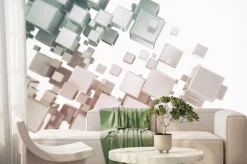 Fototapeta: Metalowe kostek abstrakcyjne sieci ilustracji. renderowania 3d