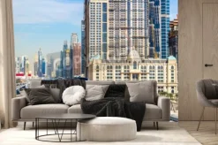 Fototapeta: Metro pociągu na czerwonej linii w dubaju