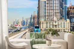 Fototapeta: Metro pociągu na czerwonej linii w dubaju