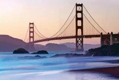 Fototapeta: Mglisty krajobraz poranek z widokiem na golden gate bridge