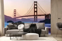 Fototapeta: Mglisty krajobraz poranek z widokiem na golden gate bridge