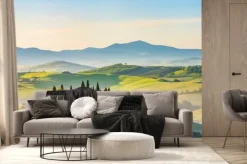 Fototapeta: Mglisty krajobraz toskanii w słońcu