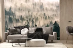 Fototapeta: Mglisty las tajemniczy leśny krajobraz