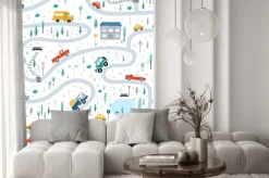 Fototapeta: Miasteczko z ulicami i autkami