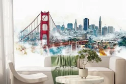 Fototapeta: Miasto malowane z wysokimi budynkami