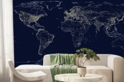 Fototapeta: Miasto ziemi świeci mapę polityczną