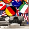 Fototapeta: Międzynarodowe flagi świata na identyfikatorach