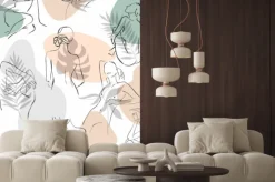 Fototapeta: Minimalistyczne sylwetki kobiet na tle tropikalnych liści