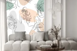 Fototapeta: Minimalistyczne sylwetki kobiet na tle tropikalnych liści