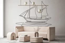Fototapeta: Minimalistyczny rysunek żaglówki na białym tle
