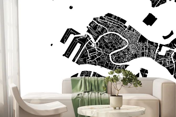 Fototapeta: Minimalistyczna wektorowa mapa wenecji w czerni i bieli