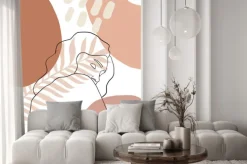 Fototapeta: Minimalistyczny portret kobiety z abstrakcyjnymi elementami