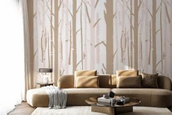 Fototapeta: Minimalistyczny las brzozowy w bajkowym stylu