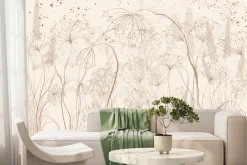 Fototapeta: Minimalistyczny wzór roślinny w beżach z delikatną teksturą