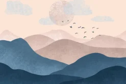 Fototapeta: Minimalistyczny krajobraz z górami