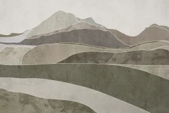 Fototapeta: Minimalistyczny krajobraz górski abstrakcyjny wzór w zielono