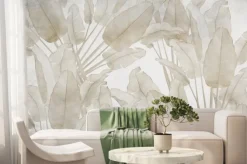 Fototapeta: Minimalistyczne liście palmy w kolorze beżowym