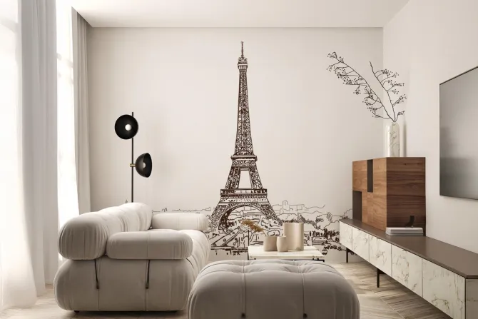 Fototapeta: Minimalistyczny szkic wieży eiffla w paryżu