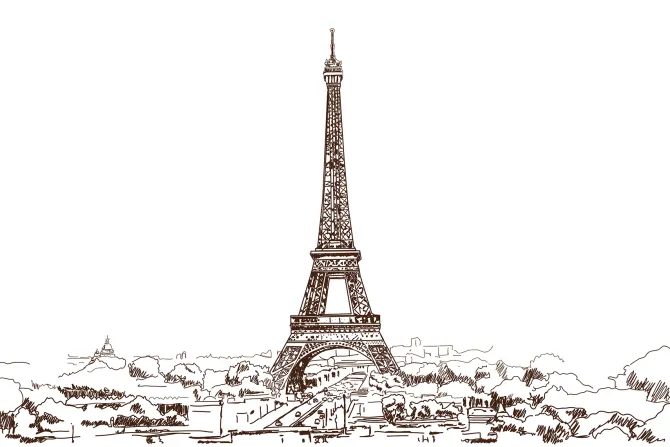 Fototapeta: Minimalistyczny szkic wieży eiffla w paryżu