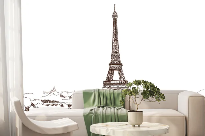 Fototapeta: Minimalistyczny szkic wieży eiffla w paryżu