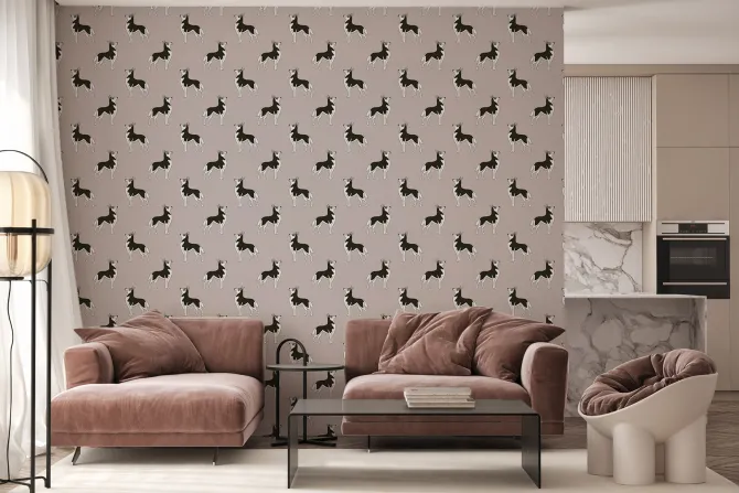 Fototapeta: Minimalistyczny wzór w czarno białe psy