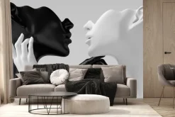 Fototapeta: Miłość dwóch postaci w czerni i bieli abstrakcyjny kontrast