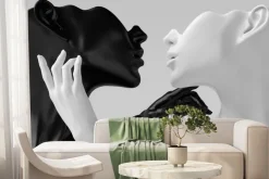 Fototapeta: Miłość dwóch postaci w czerni i bieli abstrakcyjny kontrast