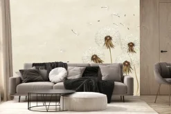 Fototapeta: Mniszki lekarskie z nasionami powiewającymi na wietrze