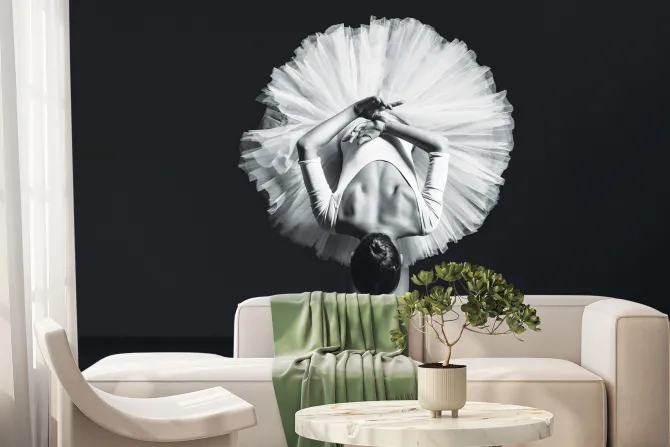 Fototapeta: Młoda baletnica w czarno-białych kolorach