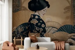 Fototapeta: Młoda gejsza w kimonie wzór w stylu japońskim