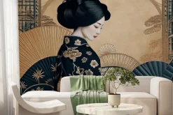 Fototapeta: Młoda gejsza w kimonie wzór w stylu japońskim