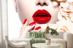 Fototapeta: Moda sexy kobieta z kwiatami. vogue styl modelu