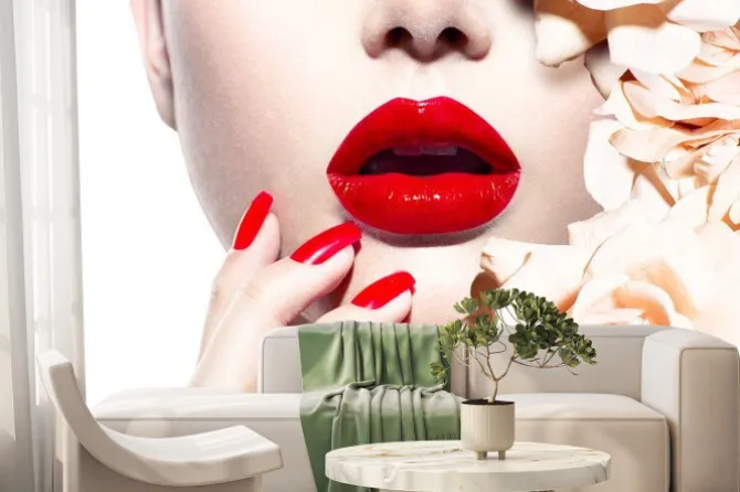 Fototapeta: Moda sexy kobieta z kwiatami. vogue styl modelu