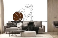 Fototapeta: Młody chłopak trenujący koszykówkę