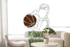 Fototapeta: Młody chłopak trenujący koszykówkę