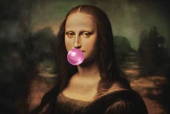 Fototapeta: Mona lisa z gumą do żucia balonową