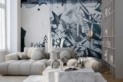 Fototapeta: Monochromatyczne graffiti na betonie