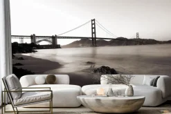 Fototapeta: Monochromatyczny krajobraz z mostem golden gate