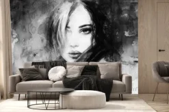 Fototapeta: Monochromatyczny akwarelowy portret kobiety